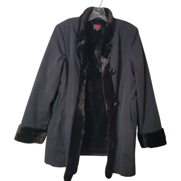 Gallery Jackets & Blazers - Gallery Womens Coat With Black Faux Fur Lining & Trim